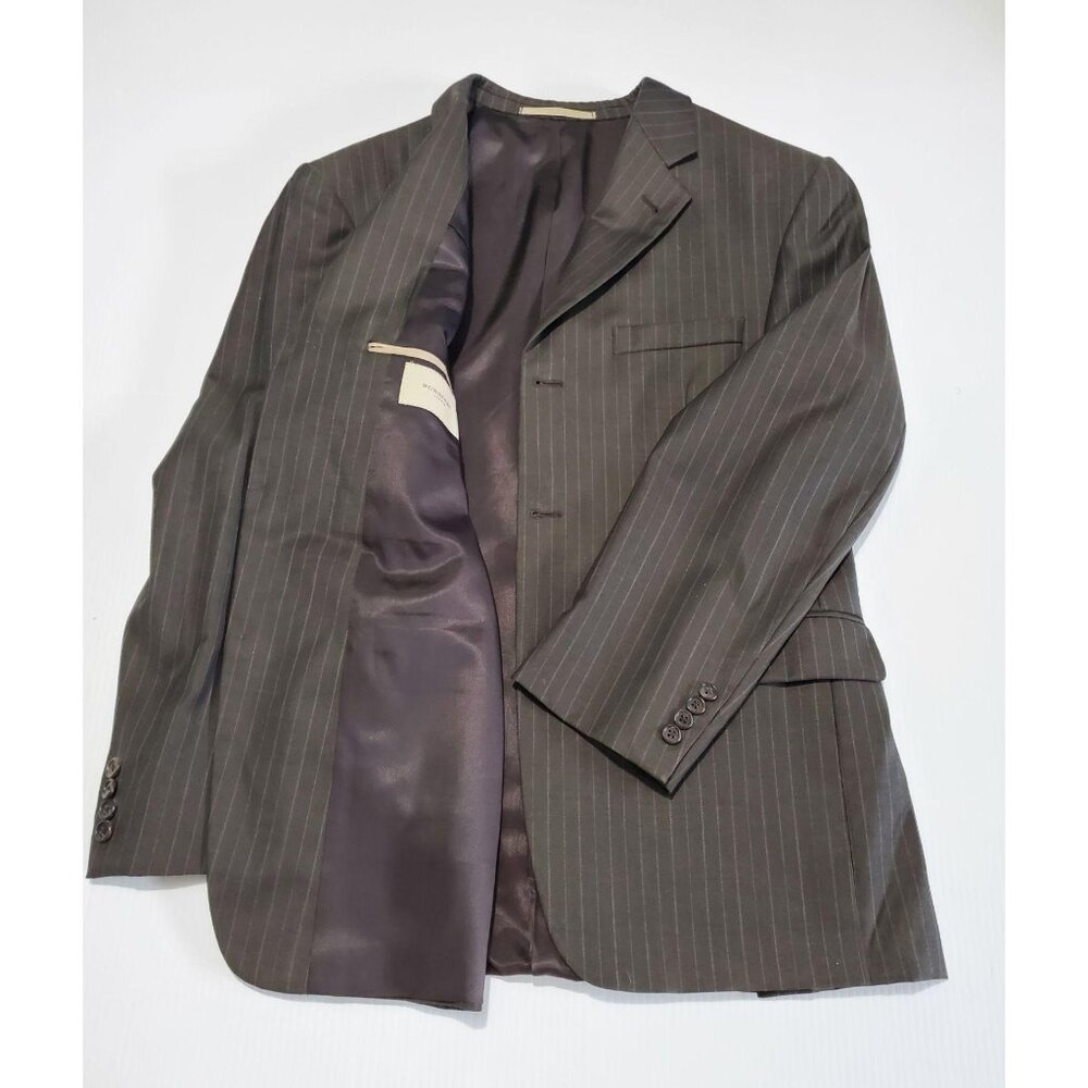 Burberry London Men's Gray Pinstriped 100% WOOL Blazer Size 40 SHT 595 - Picture 6 of 10